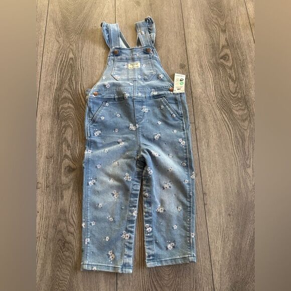Oshkosh B’gosh floral overalls with button down pants - Picture 1 of 6
